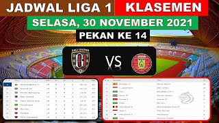 Jadwal Liga 1 Hari ini ~ Bali united Vs Persiraja ~ Klasmen BRI Liga1 2021