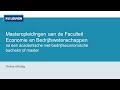 FEB masteropleidingen na een academische niet-(bedrijfs)economische bachelor of master