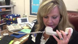 Principal Tina Holt does first day announcements and pledge
