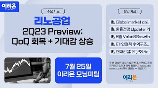 [이리온] 7월 25일 이리온 모닝미팅 | Market, 환율전망, Mid-Small Cap, 리노공업, E1, 현대건설, 지니너스, POSCO홀딩스, 포스코퓨처엠