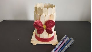 Popsicle Stick Crafts | Ice Cream Stick Pen Stand | Desk Organizer | DIY | Best out of waste