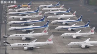 羽田空港に旅客機多数駐機中　新型コロナの影響で欠航相次ぎ