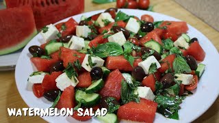 You must try this Greek Watermelon Feta Salad with Basil 🍉😋🌞🏖️