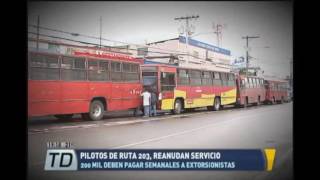 Pilotos de ruta 203 reanudan servicio