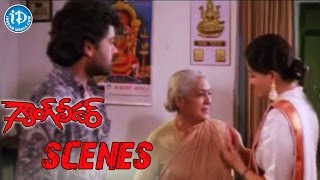 Gang Leader Movie Scenes - Vijayashanti Comes to Chiranjeevi's House | Murali Mohan, Nirmalamma