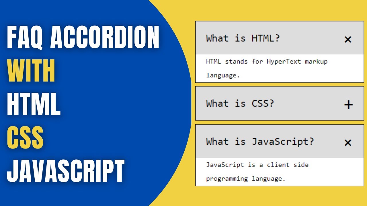 Simple FAQ Accordion With HTML CSS And JavaScript | HowToCodeSchool.com ...