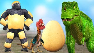 Egg Break Funny video || Cartoon gorilla vs Dinosaur Fight by Mr Lavangam