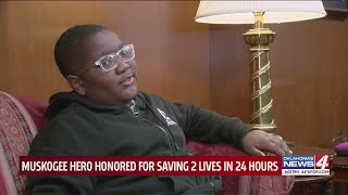 Young Muskogee hero honored for saving 2 lives