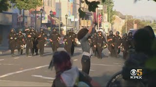 Tear Gas, Rubber Bullets Fired As Curfew Falls On Oakland Protest; Police Briefly Detain KPIX 5 Repo