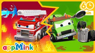 🚛♻️ Garbage Truck and Fire Truck on the Move! 🔥 🚒 #appmink #nurseryrhymes #cartoon #kidssong #kids