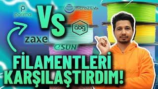 Türkiye'nin En Çok Satan Filamentlerini Karşılaştırdım! Porima, ABG, eSUN, ZAXE, MicroZey