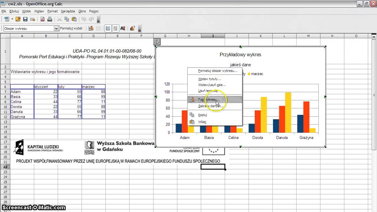 Lekcja 4. Arkusz Kalkulacyjny Calc - Wykresy - Część 1 - YouTube