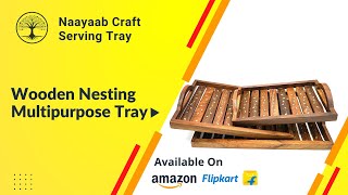 Naayaab Craft Wooden Serving Tray with Handle | Sheesham Wood Nesting Multipurpose Tray