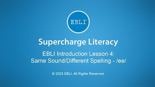 Word Sort by Sound - EBLI Lesson 4: Same Sound/Different Spelling /ee/