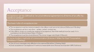 Acceptance (summary)