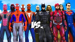 ALL SPIDERMAN SUIT VS JUSTICE LEAGUE - Batman, Superman, The Flash, Wonder Woman, Aquaman, Cyborg