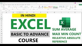 Excel  SUM AVERAGE COUNT MAX MIN RELATIVE & ABSOLUTE REF