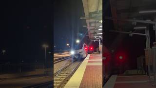 TEXRail 101 arriving at Central Station at 8:47 PM. [Westbound]