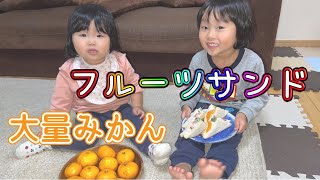 子供達も大喜び！畑のみかんが大量にあるから採れたてのフルーツサンド作ってみた！