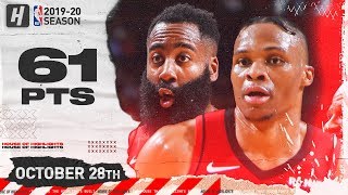 James Harden & Russell Westbrook Full Highlights vs Thunder (2019.10.28) - 61 Pts Combined!