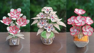 Best 3 Style Jute Burlap Flower & Flower Vase Ideas | Jute Flower With Vase Showpiece For Home Decor