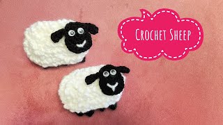 Crochet sheep for applique or brooch or bag decoration