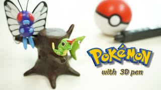 How to make Pokemon diorama - Butterfree Line[Metapod, Caterpie] // 3D pen