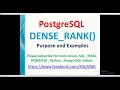 Postgresql Tutorials | Dense Rank in Postgresql | partition by clause in postgresql