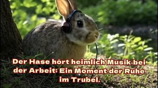 Der Hase hört heimlich Musik bei der Arbeit: Ein Moment der Ruhe im Trubel.