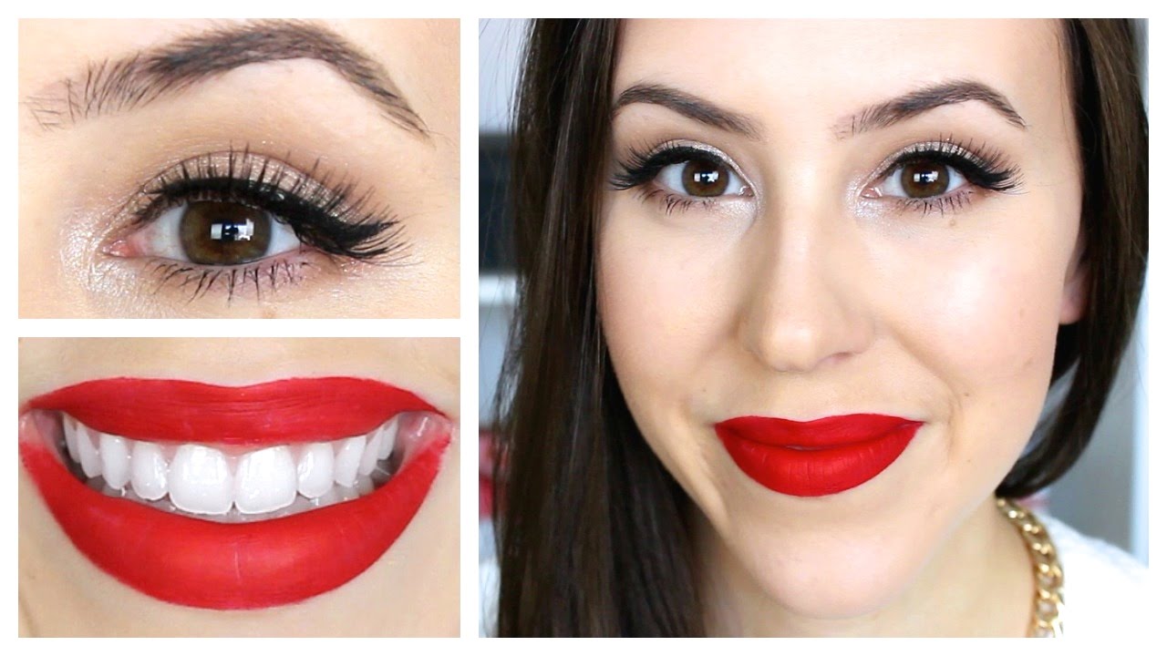 GRWM Christmas Party Look 2014 - Easy Red Lips Makeup Tutorial - YouTube