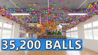 35,200 Balls In The Japanese Classroom | Blender rigidbody simulation