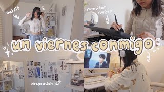 🍞vlog: viernes productivo conmigo 🎧 unboxing monitor, nueva decoración y tarea 🧸