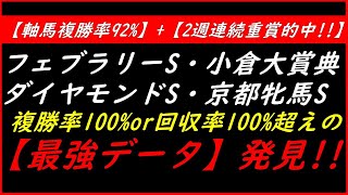 フェブラリーS・ダイヤモンドS・小倉大賞典・京都牝馬S2020【最強データ】複勝率100%or回収率100%超えのデータ発見!!