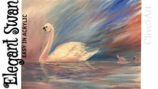 Acrylic Painting a Swan & Water Reflection clive5art