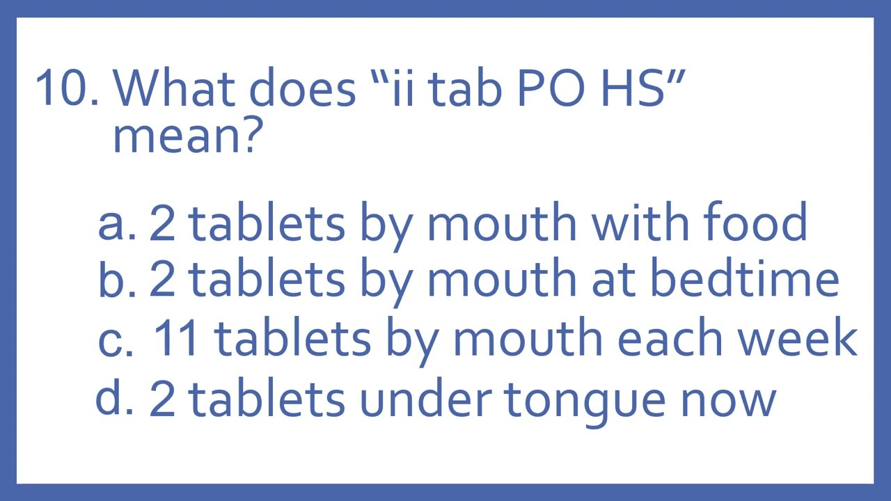 Pharmacy Abbreviations And Sig Codes PTCB Test Prep Question - What ...