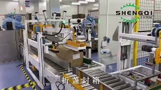 全自动开箱封箱码垛生产线新能源行业Automatic unpacking and sealing palletizing production line new energy industry