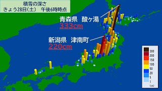 2024/12/28 全国の天気予報 夕 -北～東日本日本海側　大雪に注意・警戒-