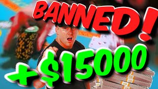 $15K Blackjack WIN In Less Than 5 MINUTES! BANNED! (Card Counting)