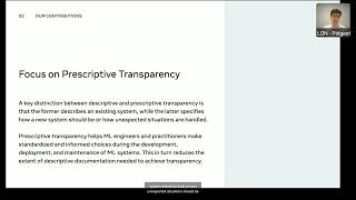 Prescriptive and Descriptive Approaches to Machine-Learning Transparency