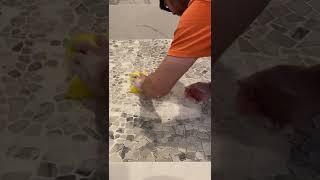 Him Grouting Shower Floor Tiles #build #shorts