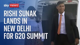 UK Prime Minister Rishi Sunak arrives in India for the G20 summit