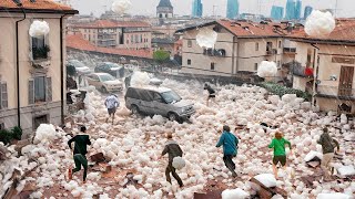 Milan, Italy Battered by Storm and Hail, Buildings and Cars Severely Damaged