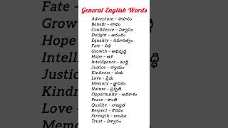 #General English Words with their corresponding Telugu meanings