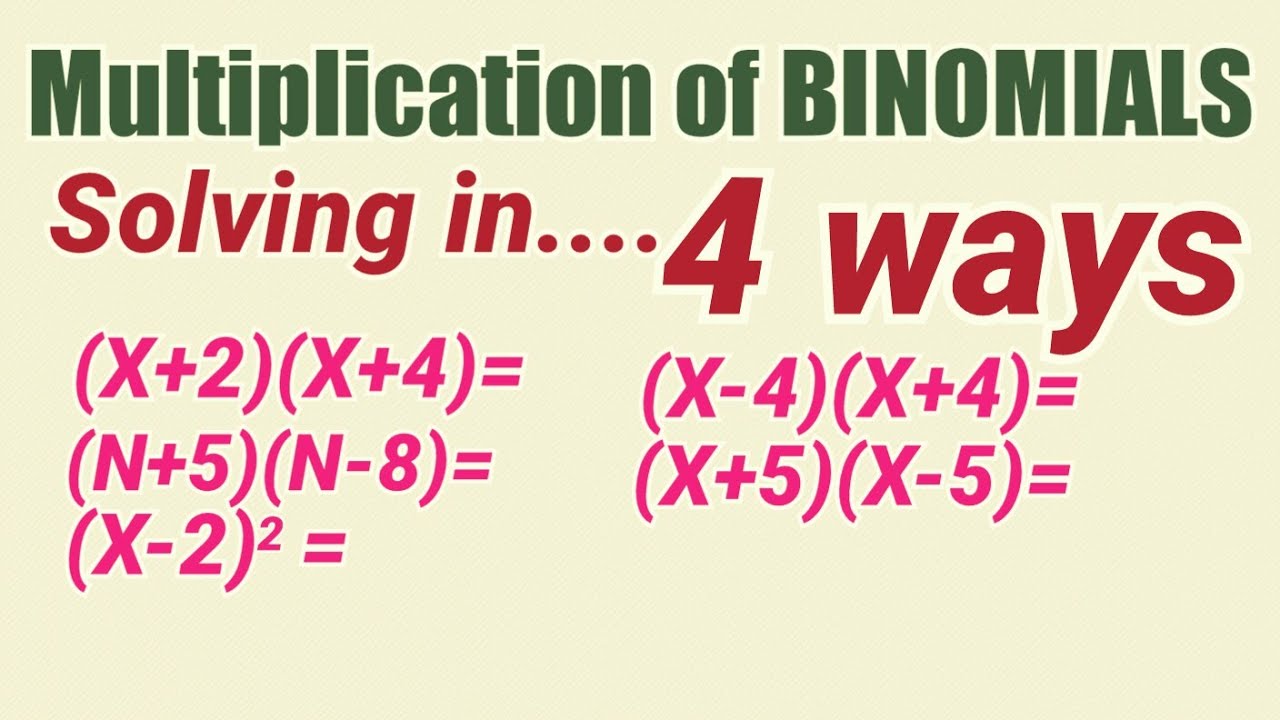 Multiplication Of Binomials | Solve In 4 Ways | FOIL, Box Method ...