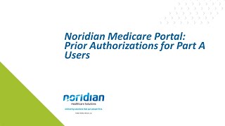 Noridian Medicare Portal: Prior Authorizations for Part A Users