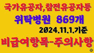 보훈대상자 위탁병원 현황 및 비급여항목 주의사항(2024년11월기준)