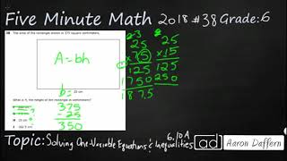 6th Grade STAAR Practice Solving One-variable Equations and Inequalities (6.10A - #6)