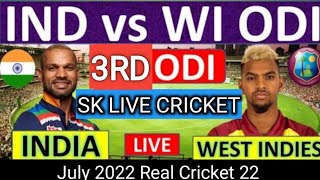 🔴 Live : India vs West Indies Live || 3rd Odi Match || 22