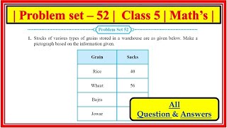 Problem set 52 class 5 maths | Chapter 14 Pictographs  | 5th standard Maths