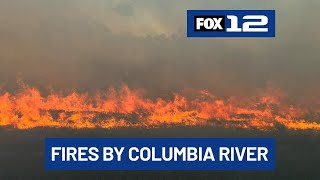 Fire in SE Washington burns 250 acres; Separate fire briefly closes I-84 near Biggs Junction